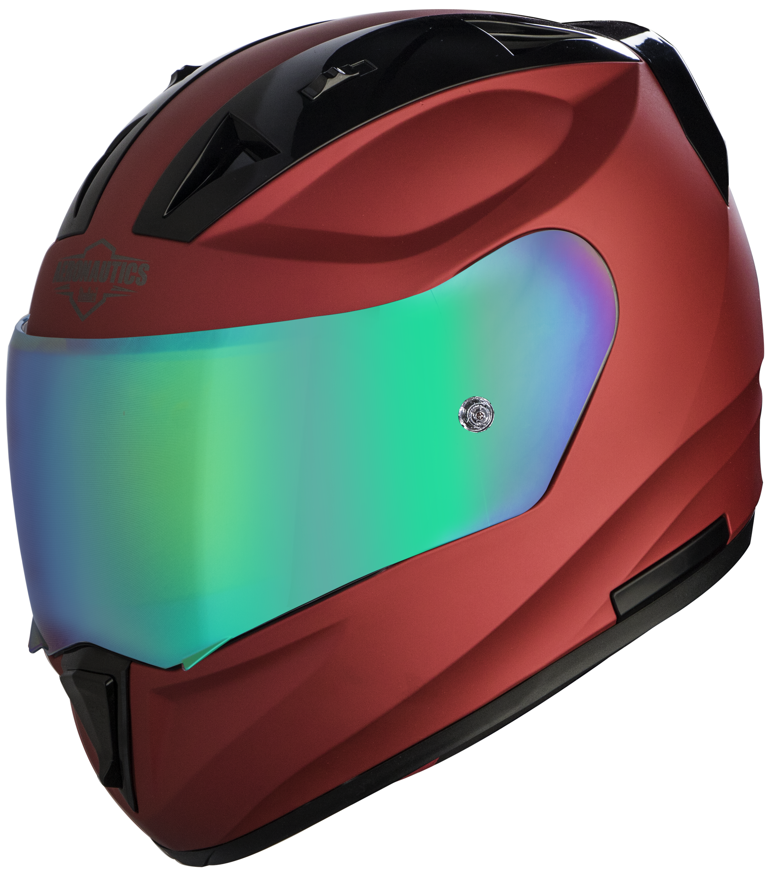 SA-1 Aeronautics Mat Maroon With Anti-Fog Shield Rainbow Chrome Visor